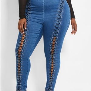 Lace up jeans